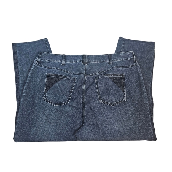 Lane Bryant Dark Wash Rhinestone Embellished Stretch‎ Denim Jeans Size 24 K70 - Picture 3 of 14